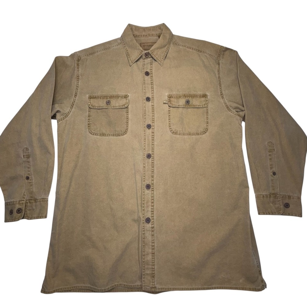 Clearwater Outfitters Canvas Work Shirt Jacket Tan XL‎ Heavy Cotton Chamois